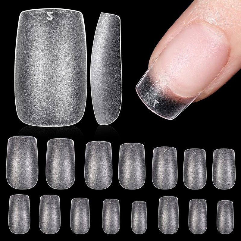 TOMICCA Short Square Nail Tips 240Pcs Pre-buff Full Matte Acrylic Fake Nails, 15 Sizes Full Cover Press on Nail for Extension Manicure Home DIY Nail Art - Image 1